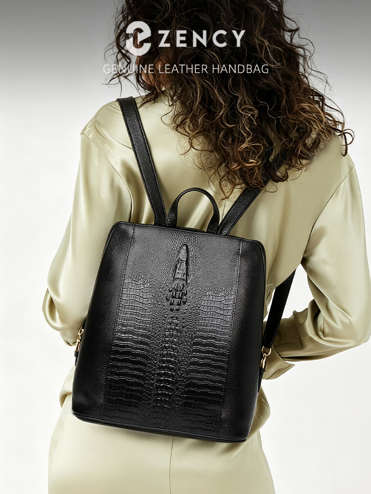 Leather Backpack Vintage - Zency Kadın Timsah Derisi Sırt Çantası